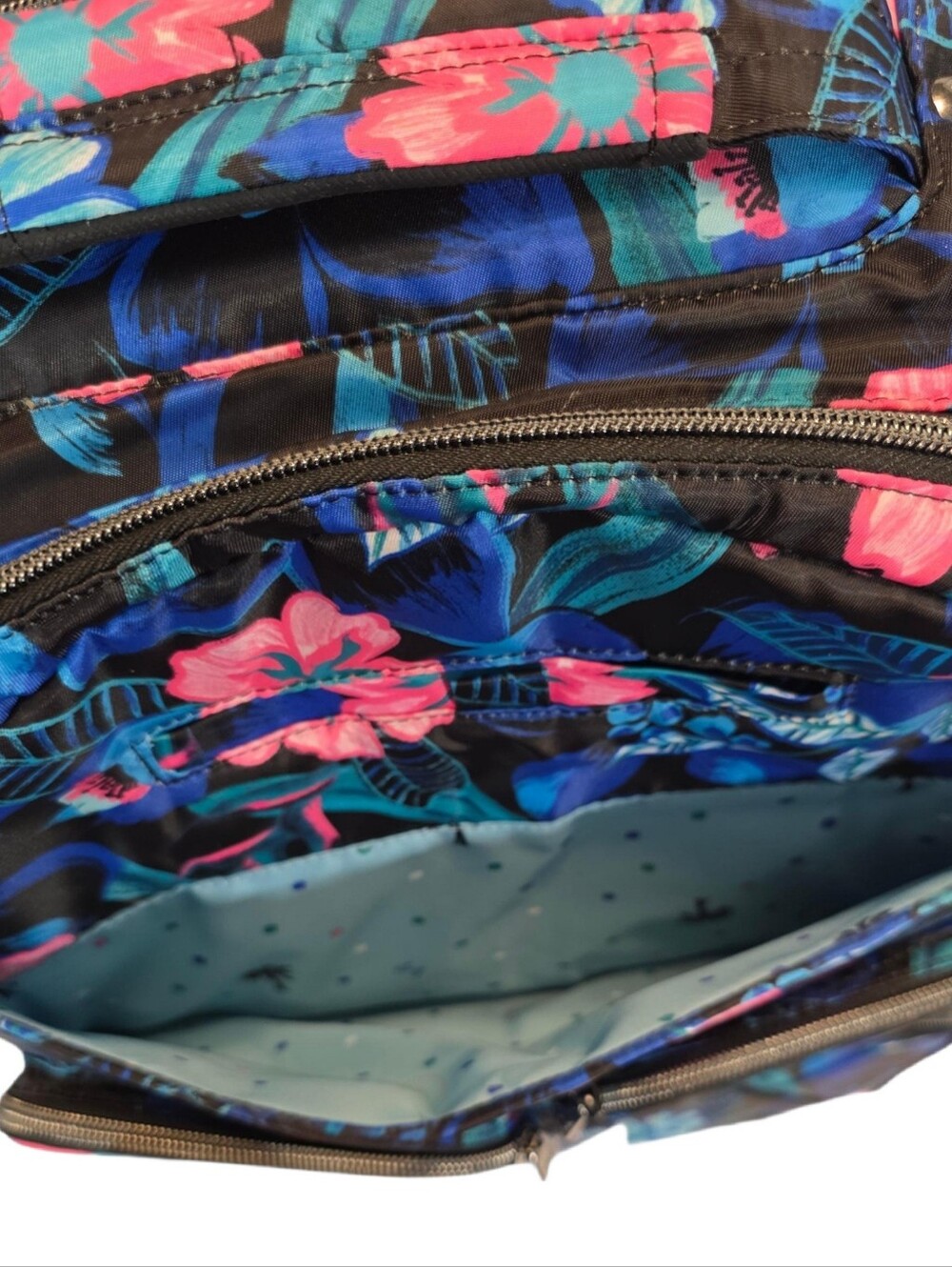 Lug Puddle Jumper Backpack - Black with Pink & Blues Floral - NWT - Picture 8 of 12